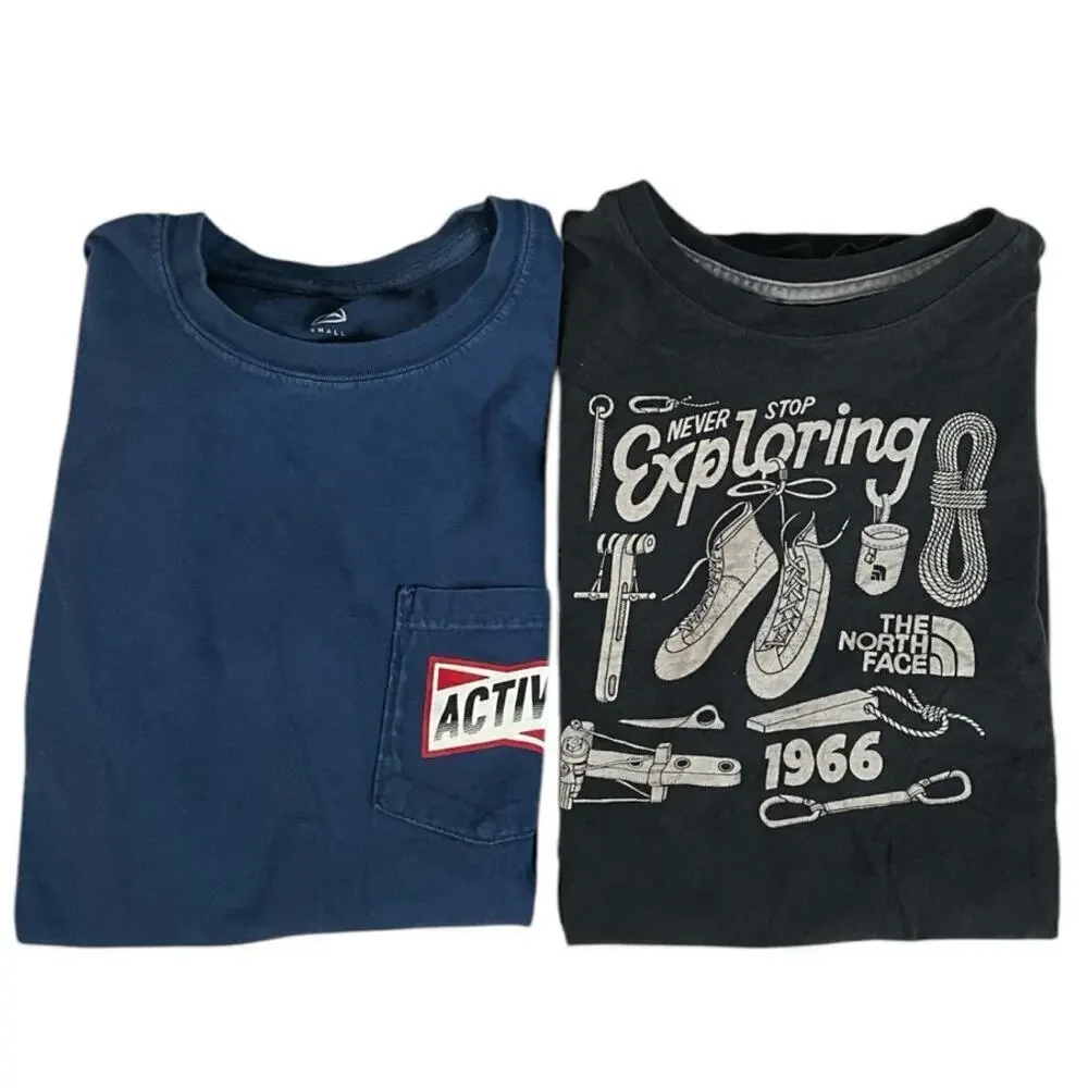 Bundle The North Face & Active T-Shirts Mens SM Black & Blue Skater 100% Cotton